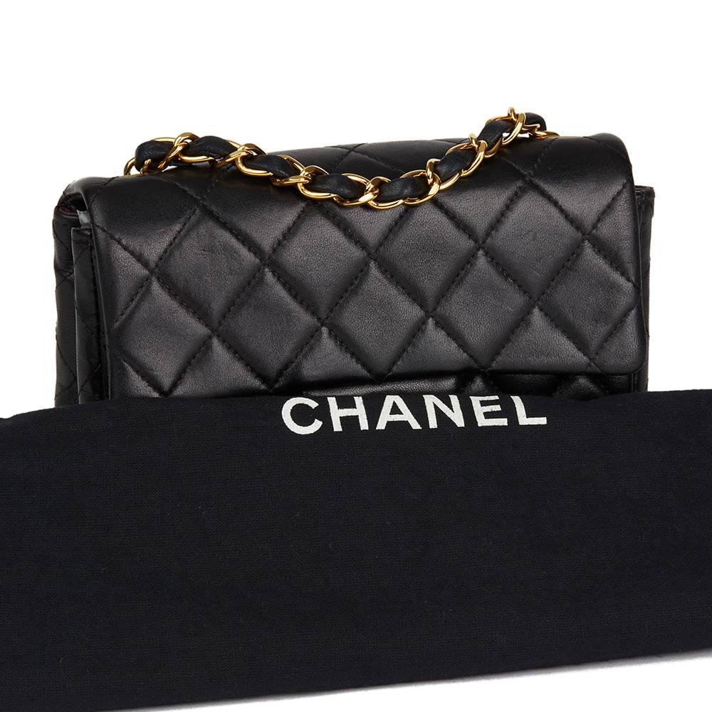 2001 Chanel Black Quilted Lambskin Vintage Mini Flap Bag  5