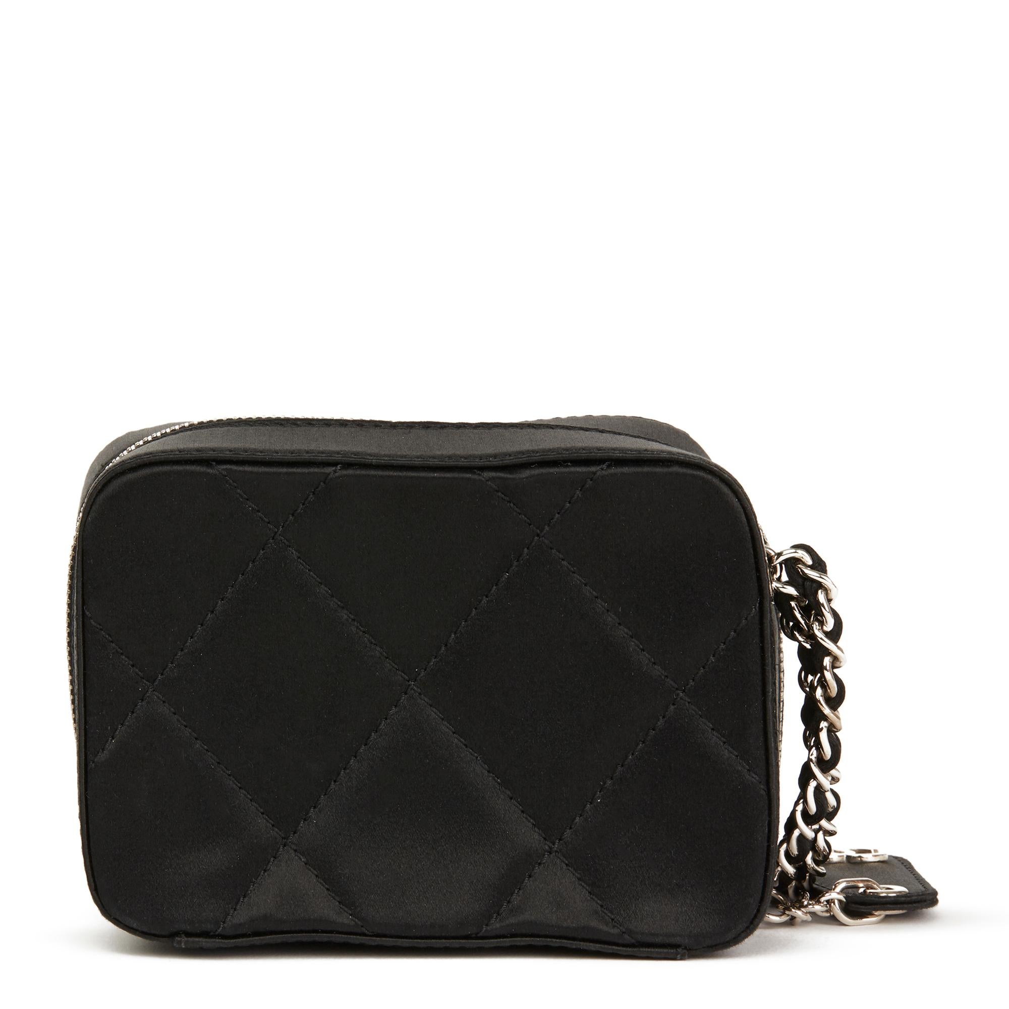Women's 2001 Chanel Black Quilted Satin Mini Timeless Wristlet