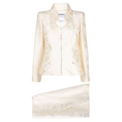 Used 2001, Chanel Ivory Camellia Two-Piece Skirt Suit