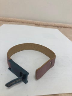 Chanel 2001 Mauve Pink Leather Cuff Bracelet, France, COA Included
