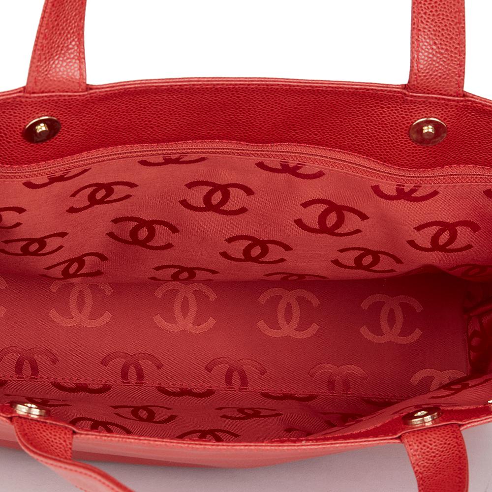 2001 Chanel Red Caviar Leather Timeless Tote 5