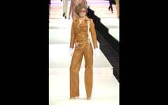 2001 Chanel Runway Brown Lambskin Leather Jacket & Pants Set