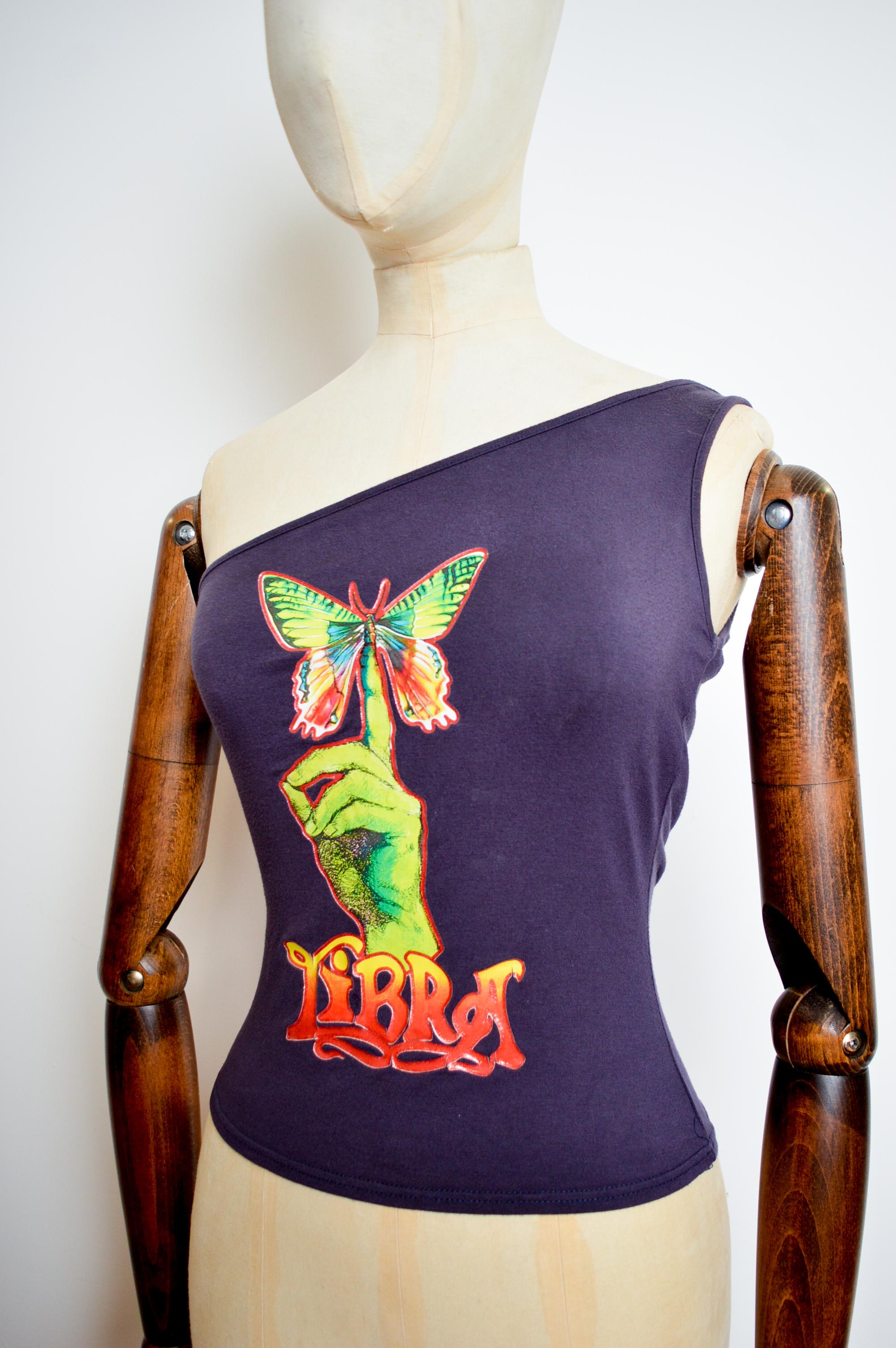 Beige 2001 Chloé by Stella McCartney Zodiac Sign Libra Baby Tee One Shoulder Tank Top