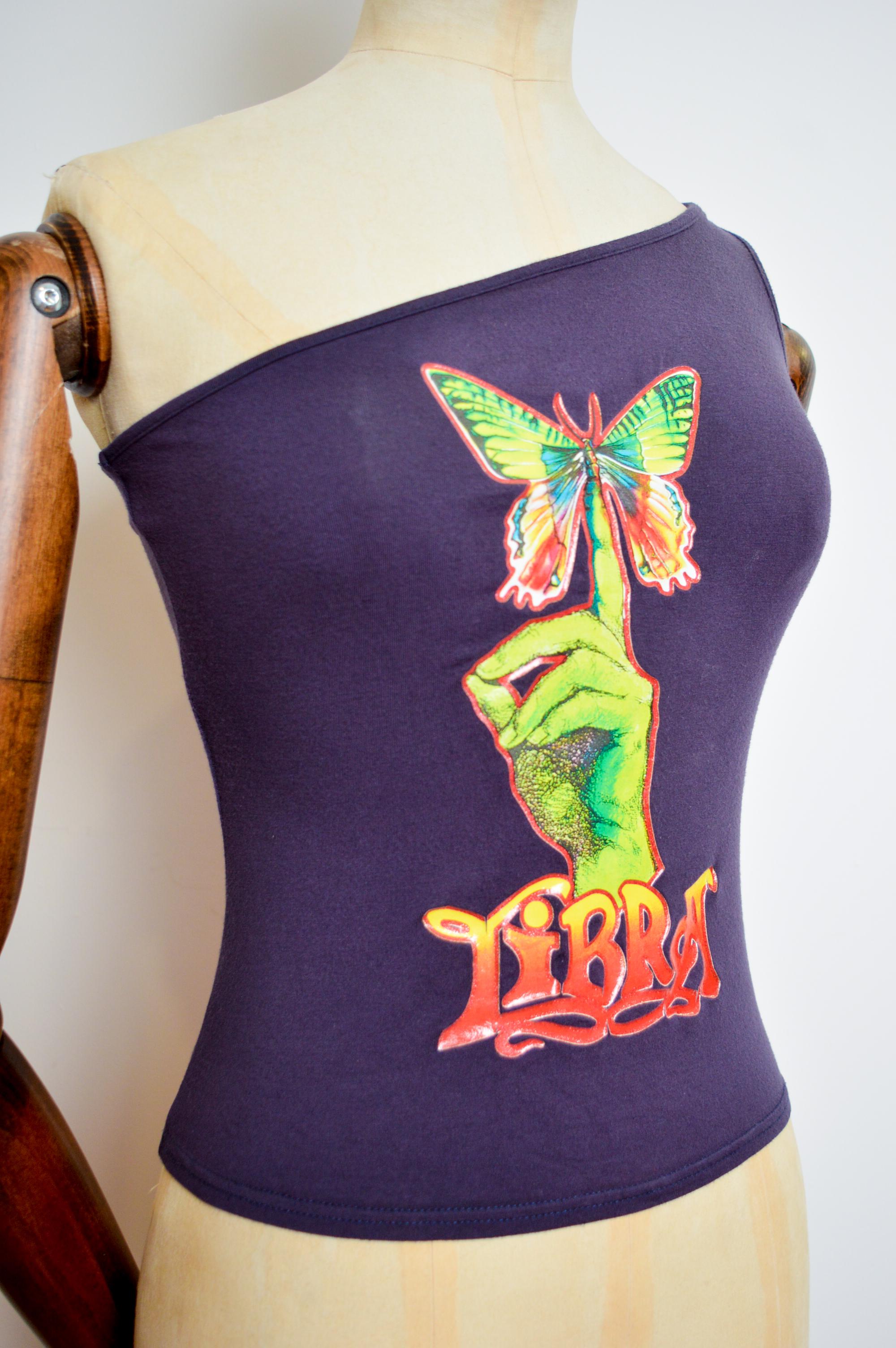 2001 Chloé by Stella McCartney Zodiac Sign Libra Baby Tee One Shoulder Tank Top 1