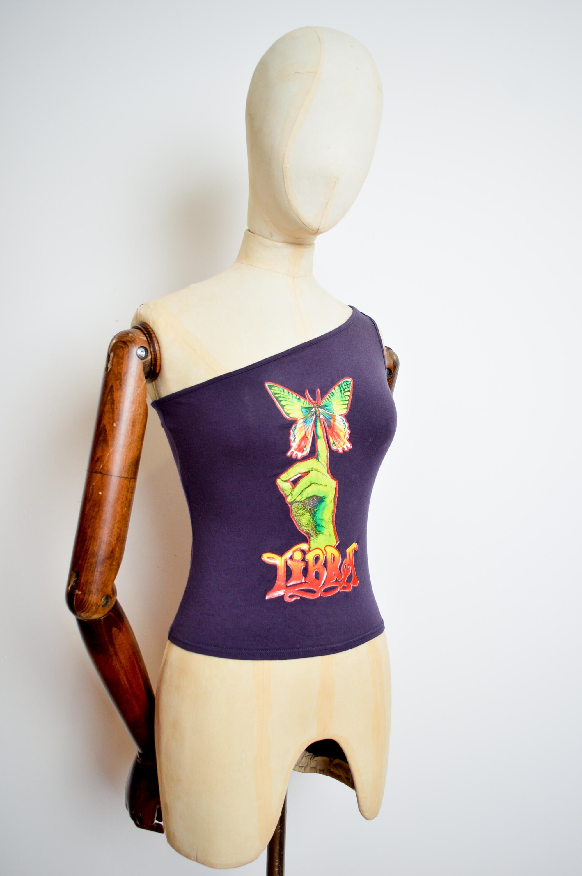 2001 Chloé by Stella McCartney Zodiac Sign Libra Baby Tee One Shoulder Tank Top 3