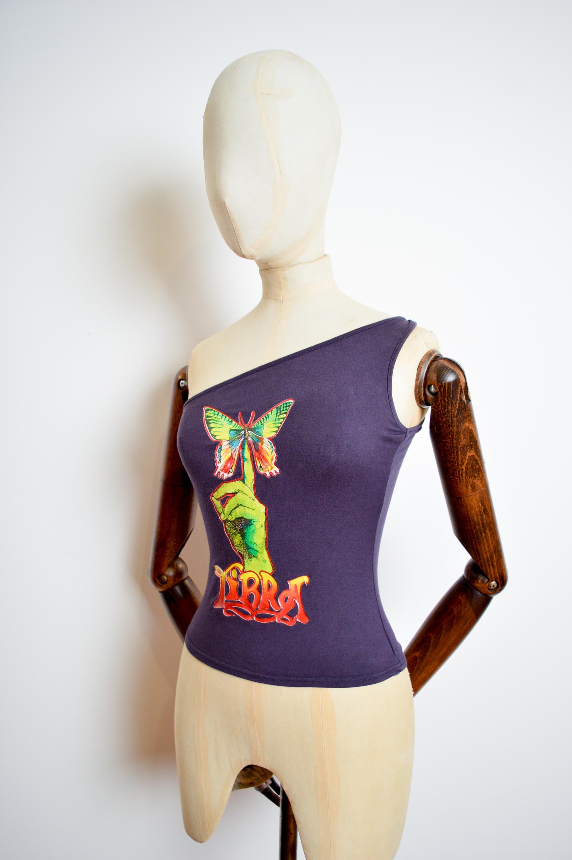 2001 Chloé by Stella McCartney Zodiac Sign Libra Baby Tee One Shoulder Tank Top 4