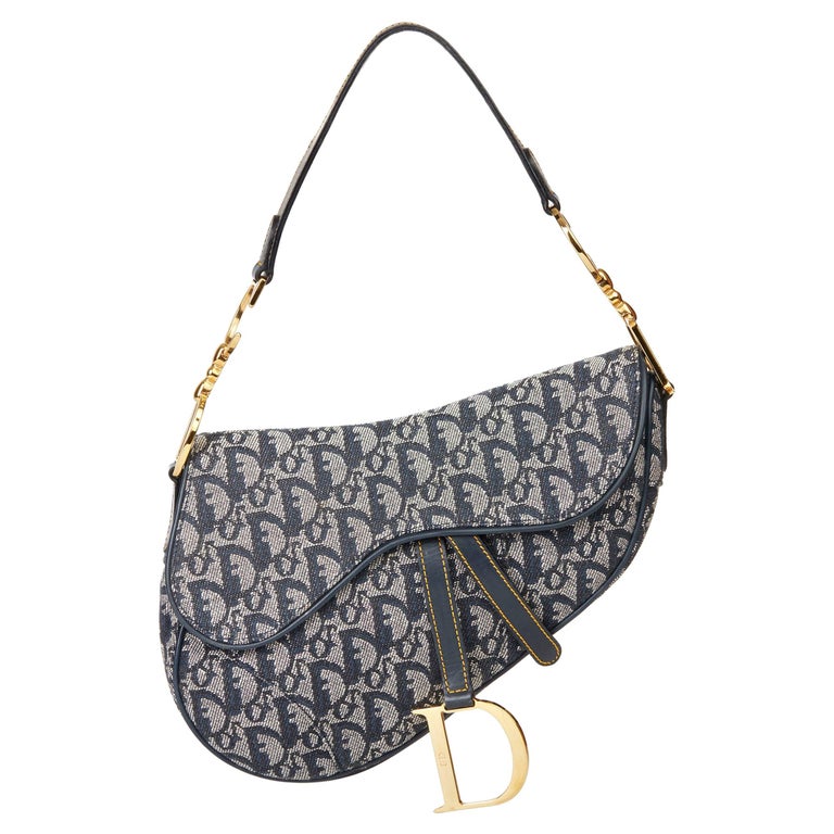 2001 Christian Dior Blue Monogram Canvas Saddle Bag at 1stDibs
