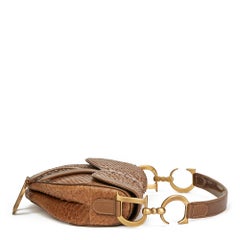 2001 Christian Dior Brown Python & Patent Leather Saddle Bag