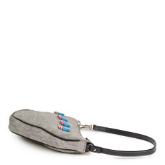 2001 Christian Dior Grey Denim Saddle Pouch