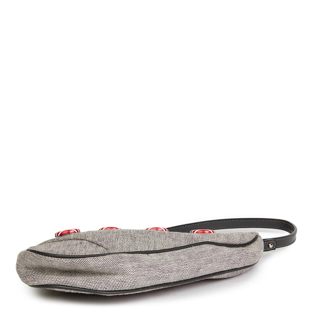 Women's 2001 Christian Dior Grey Denim Saddle Pouch