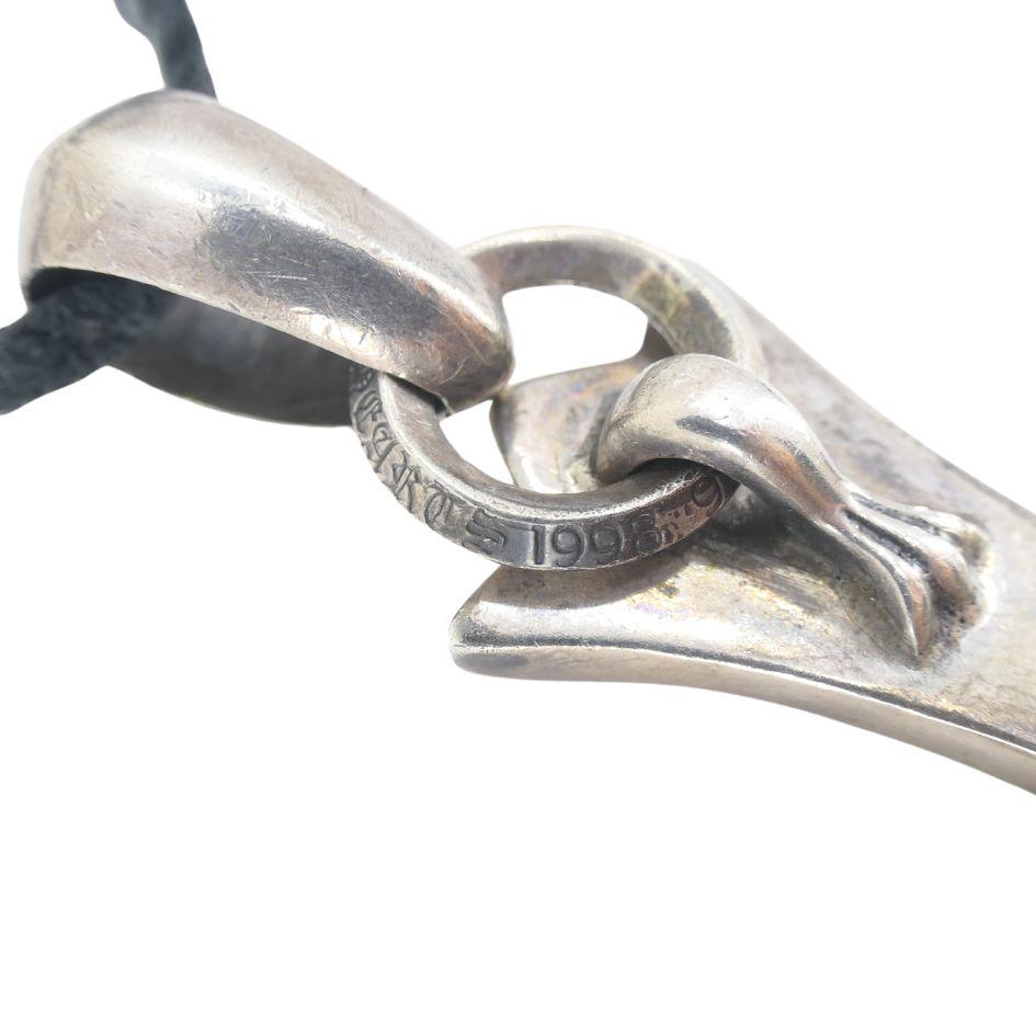 2001 Chrome Hearts Plata Rubí Diamante Cruz Colgante Collar de Cuero en venta 7