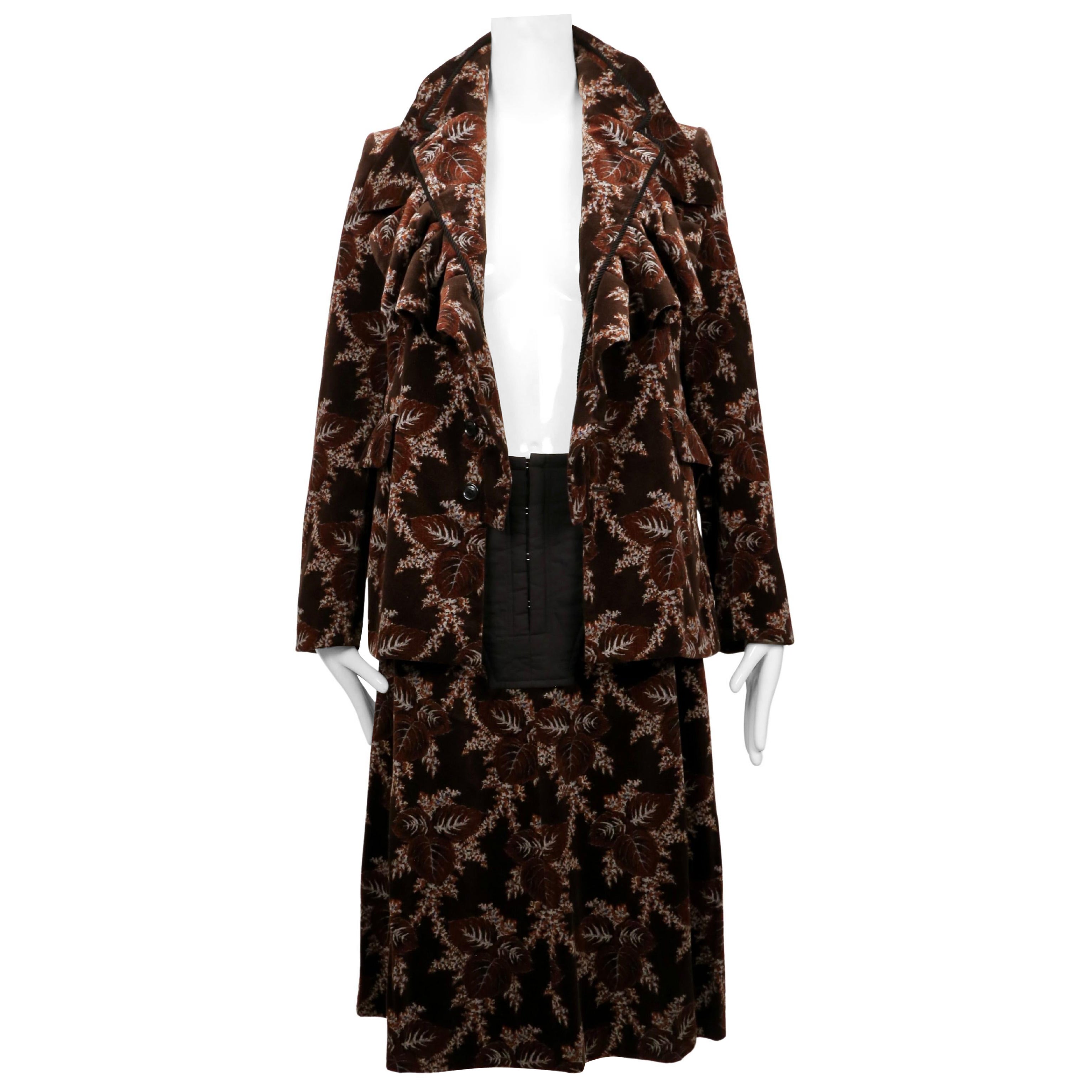 2001 COMME DES GARCONS tailleur jupe corset en velours fleuri - nouveau