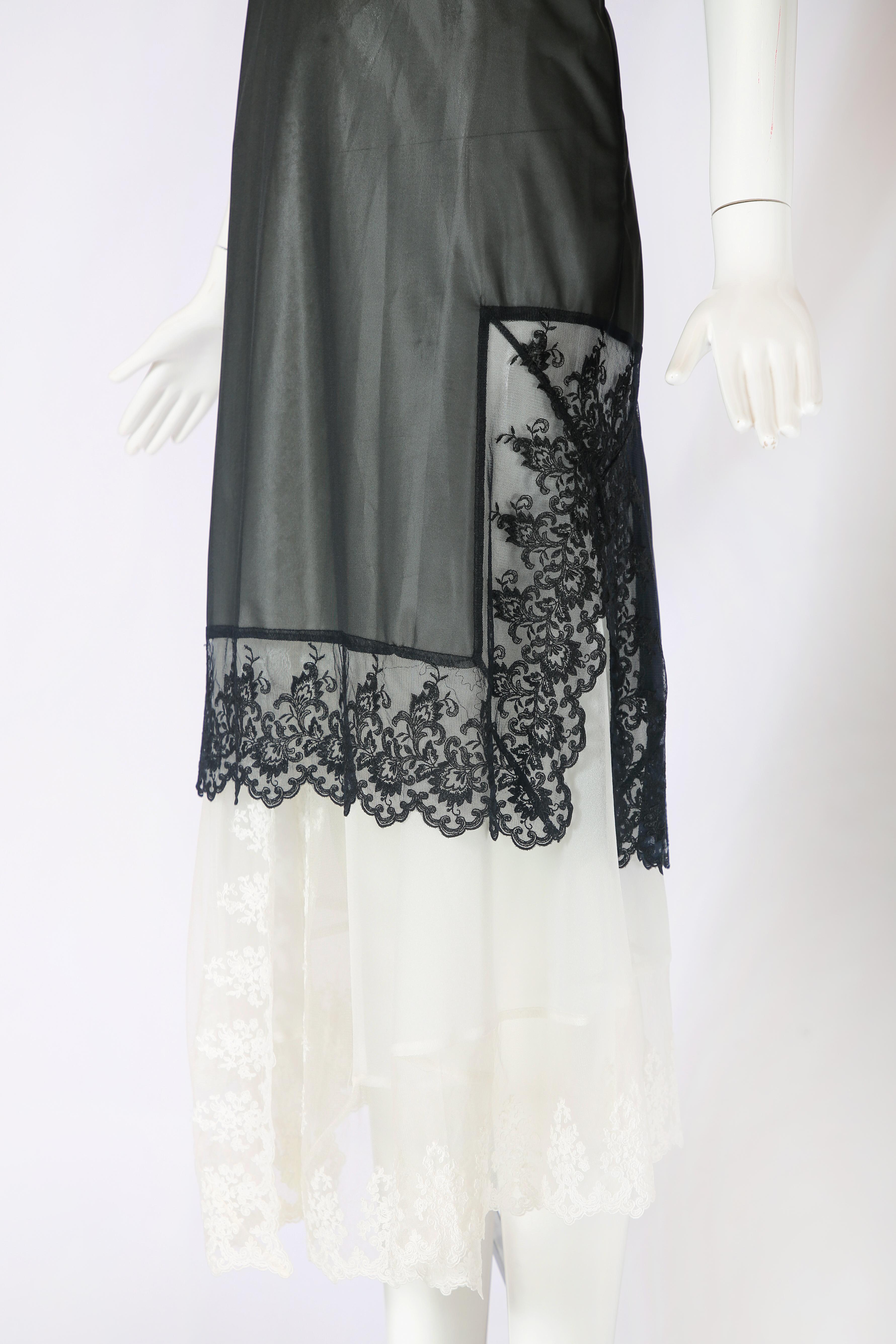 2001 Comme Des Garcons Layered Lace Trim Slip Dress In Excellent Condition In Studio City, CA