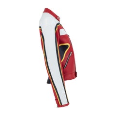 2001 Dolce and Gabbana Runway Documented Red and White Moto Jacket