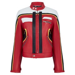 2001 Dolce and Gabbana Runway Documented Red and White Moto Jacket