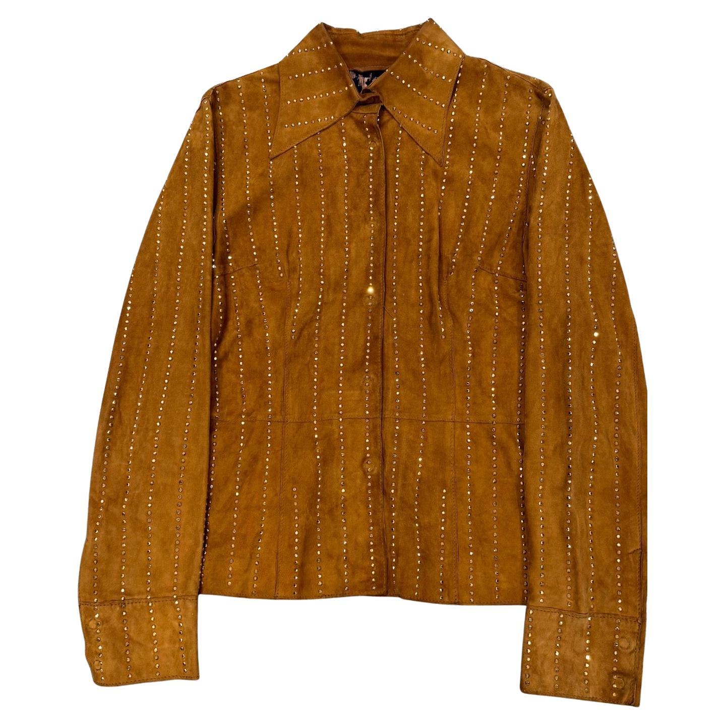 2001 Dolce 
Gabbana studded embellished suede leather jacket For Sale