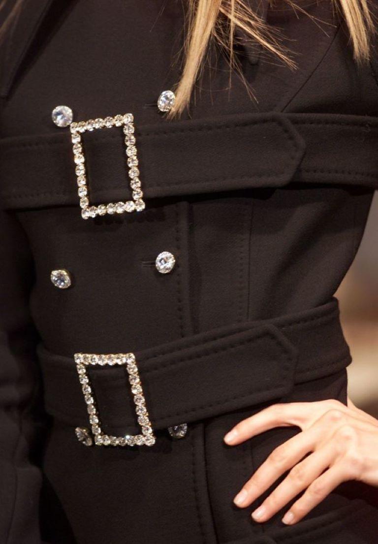 Nero 2001 Dolce & Gabbana Swarovski Wool Coat FW 2001 Runway in vendita