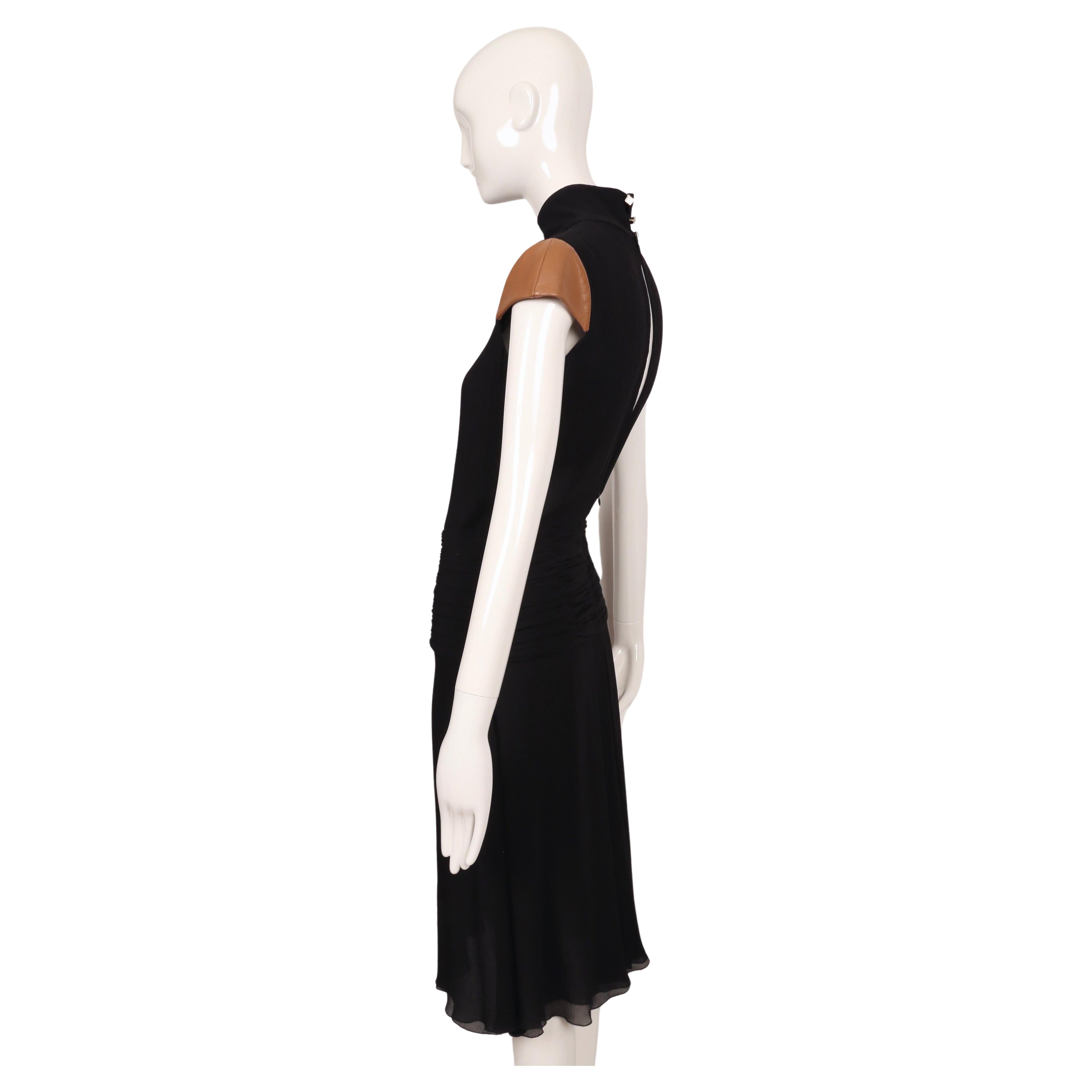 2001 GIANNI VERSACE COUTURE silk chiffon dress with leather cap sleeves For Sale 2
