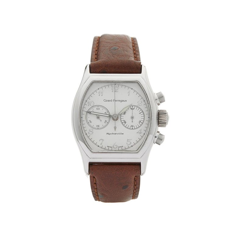 2001 Girard Perregaux Richeville Chronograph White Gold Wristwatch For Sale