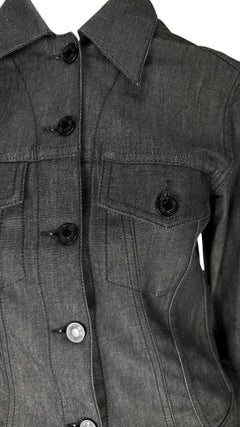 2001 Gucci by Tom Ford Black Stretch Denim Cotton Monochrome Jacket