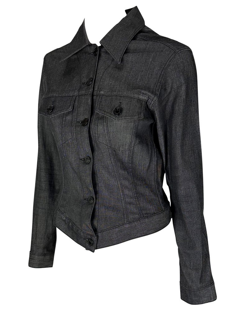 2001 Gucci by Tom Ford Black Stretch Denim Cotton Monochrome 