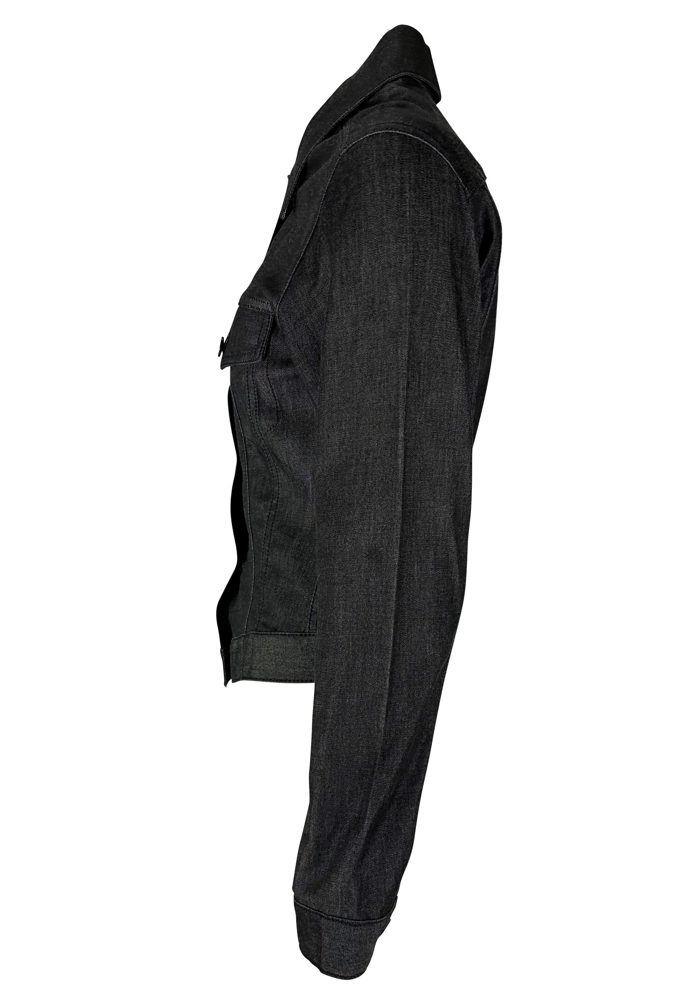 Women's 2001 Gucci by Tom Ford Black Stretch Denim Cotton Monochrome Jacket For Sale