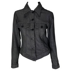 2001 Gucci by Tom Ford Black Stretch Denim Cotton Monochrome Jacket