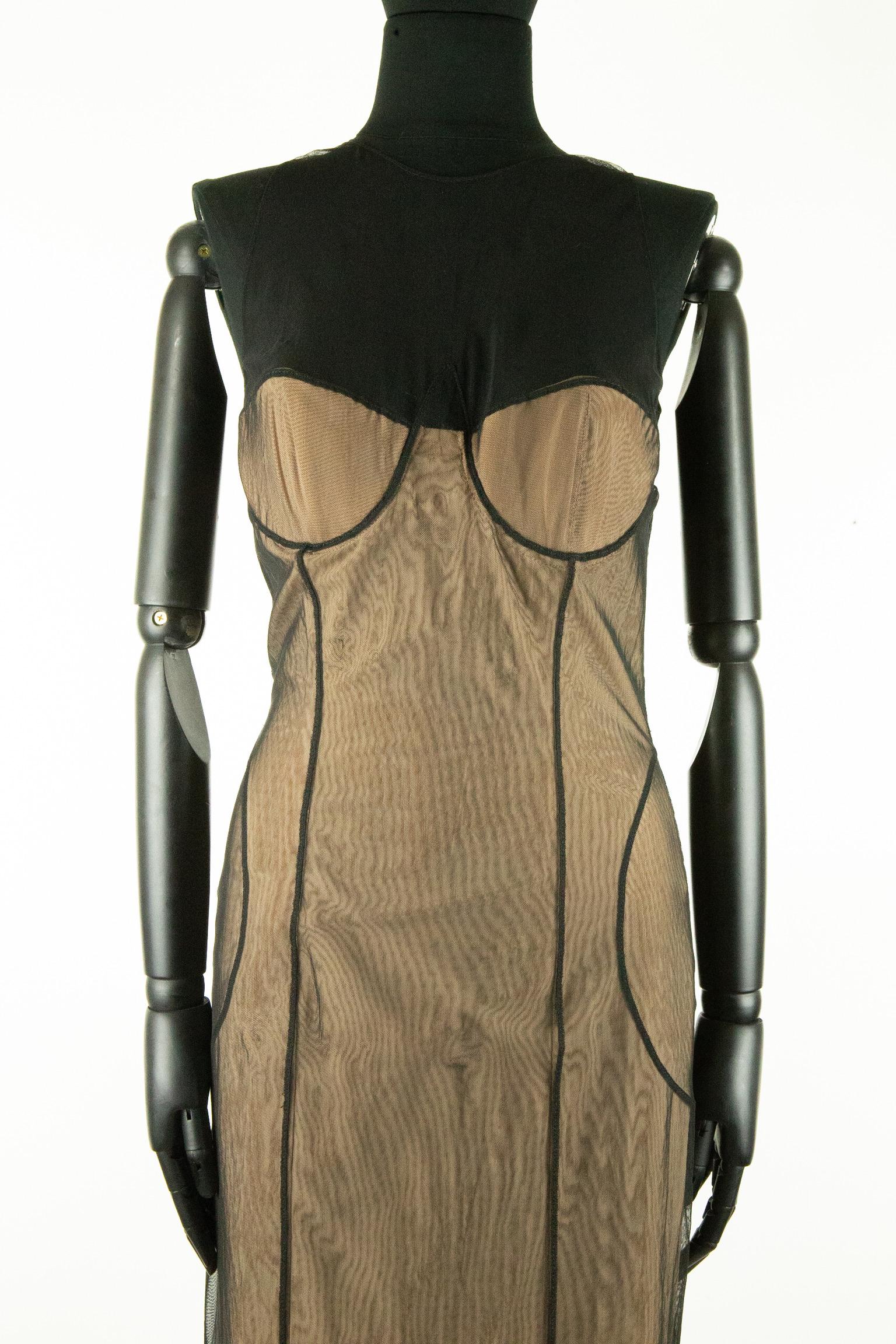 2001 Gucci by Tom Ford Robe en tulle extensible noir Pour femmes en vente