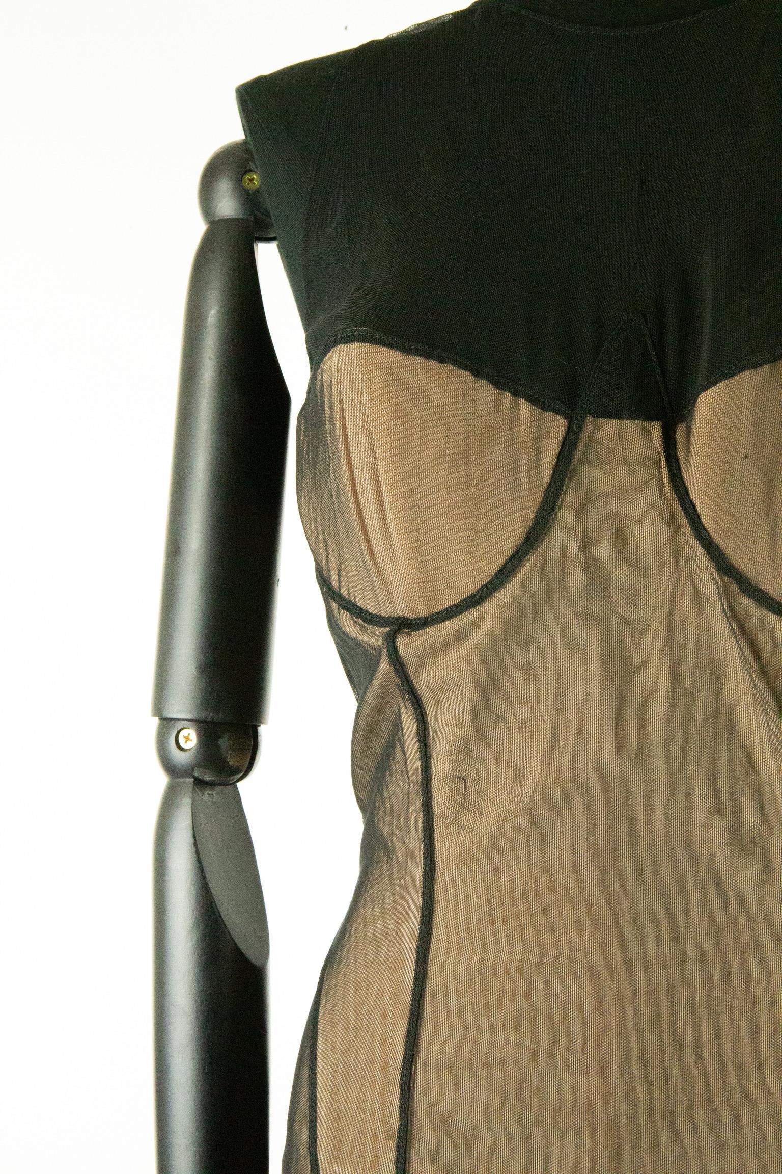 Brown 2001 Gucci by Tom Ford Black Stretch Tulle Dress For Sale