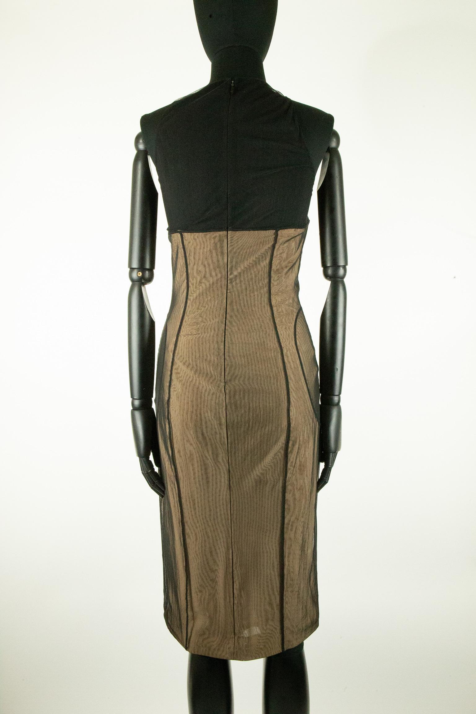 2001 Gucci by Tom Ford Black Stretch Tulle Dress In Good Condition For Sale In London, GB