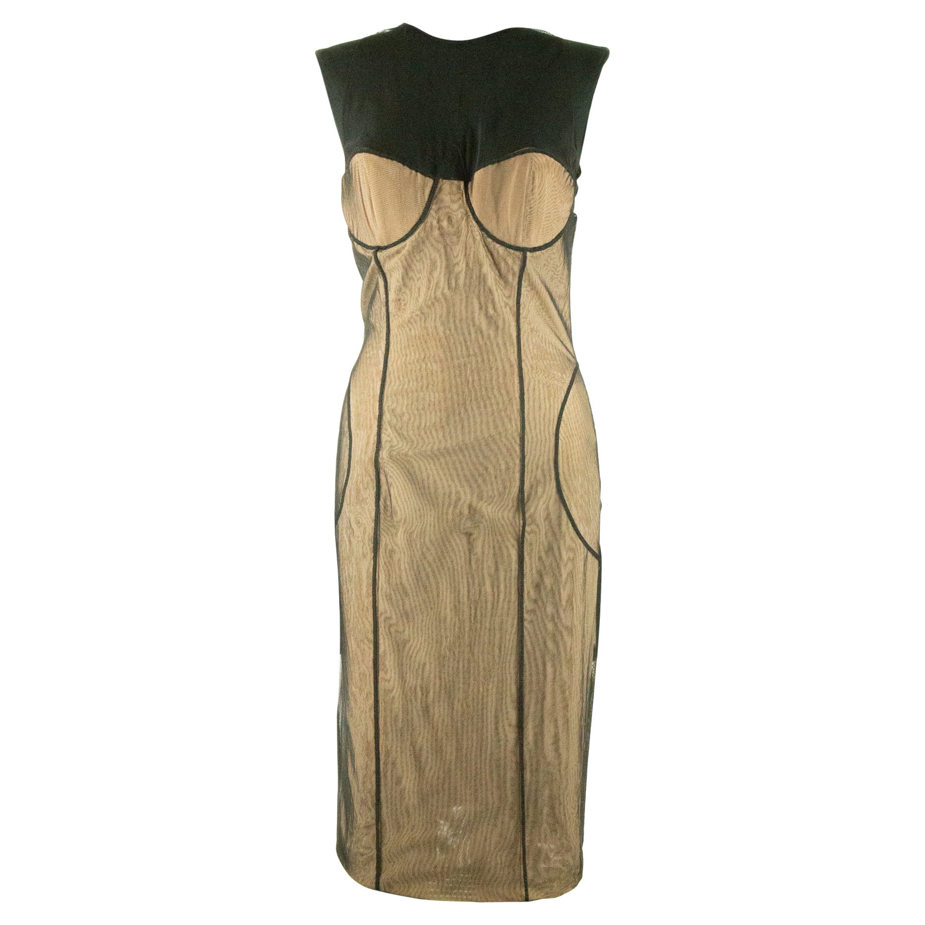 2001 Gucci by Tom Ford Schwarzes Kleid aus Stretch- Tüll