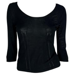 2001 Gucci by Tom Ford Schwarzes halbdurchsichtiges Cropped Pullover-Top aus Stretch-Strick
