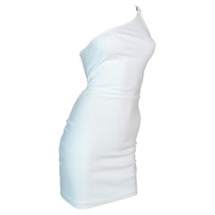2001 Gucci by Tom Ford White Bodycon One Shoulder Mini Dress