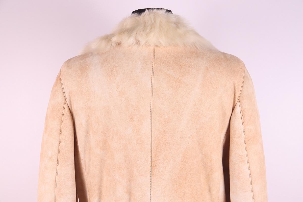 2001 Gucci Tom Ford AW 2001 Pasarela Abrigo largo de piel de oveja Beige en venta