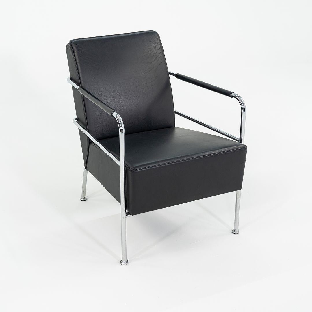 This is a Cinema Easy Chair, originally designed by Gunilla Allard in 1994. This particular example was produced by Lammhults in Sweden C. 2001. The chair is comprised of a tubular steel frame, with a foam seat upholstered in black leather. 
 
 The