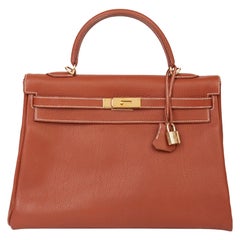 2001 Hermes Brique Togo Leather Retourne Kelly 32cm Bag