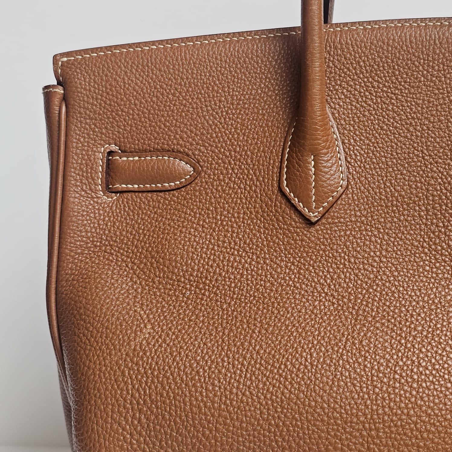 da uomo o donna 2001 Hermes Oro Togo Pelle Birkin 35 Borsa in vendita