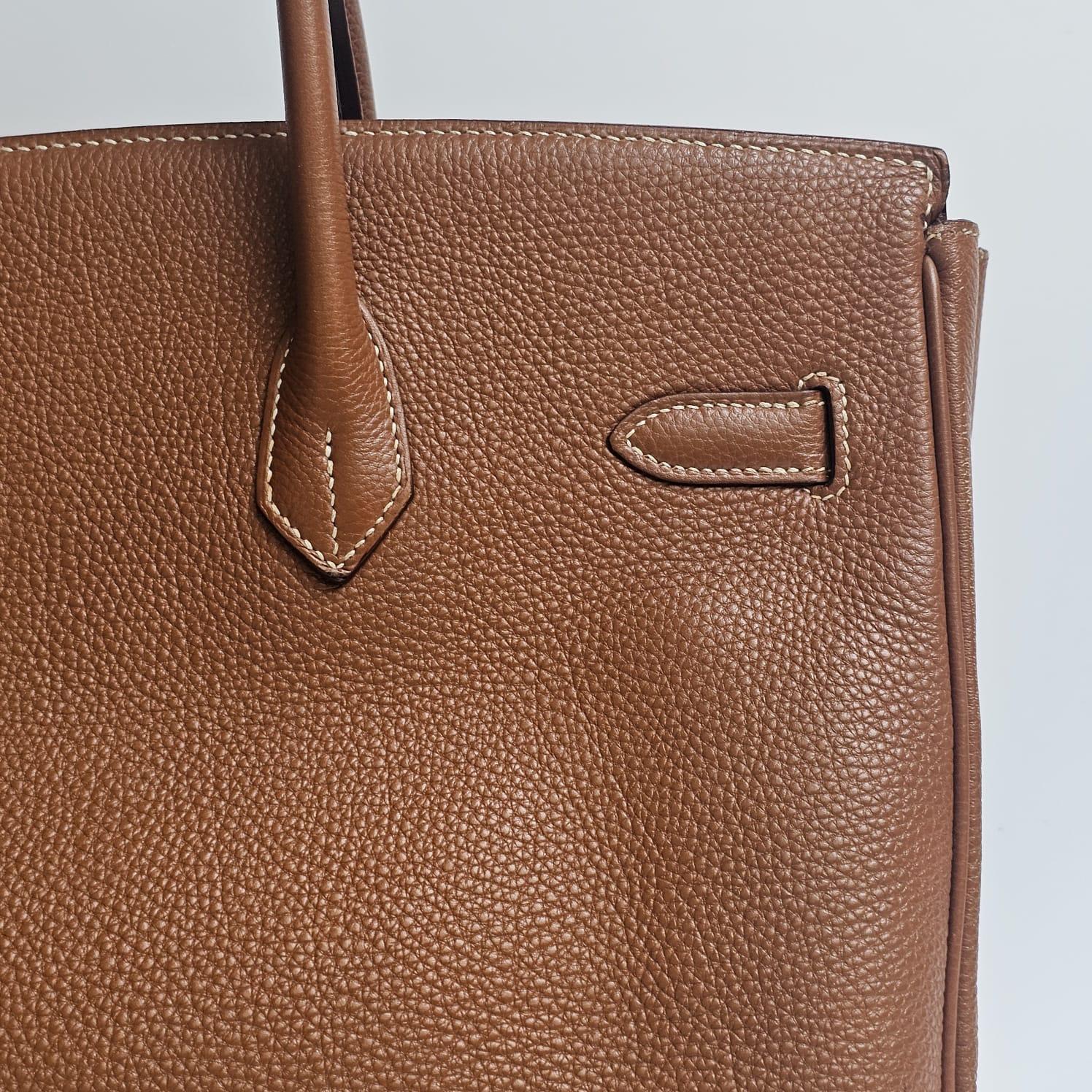 2001 Hermes Oro Togo Pelle Birkin 35 Borsa in vendita 2