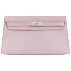 2001 Hermes Lilac Box Nepal Leather Kelly Longue Clutch