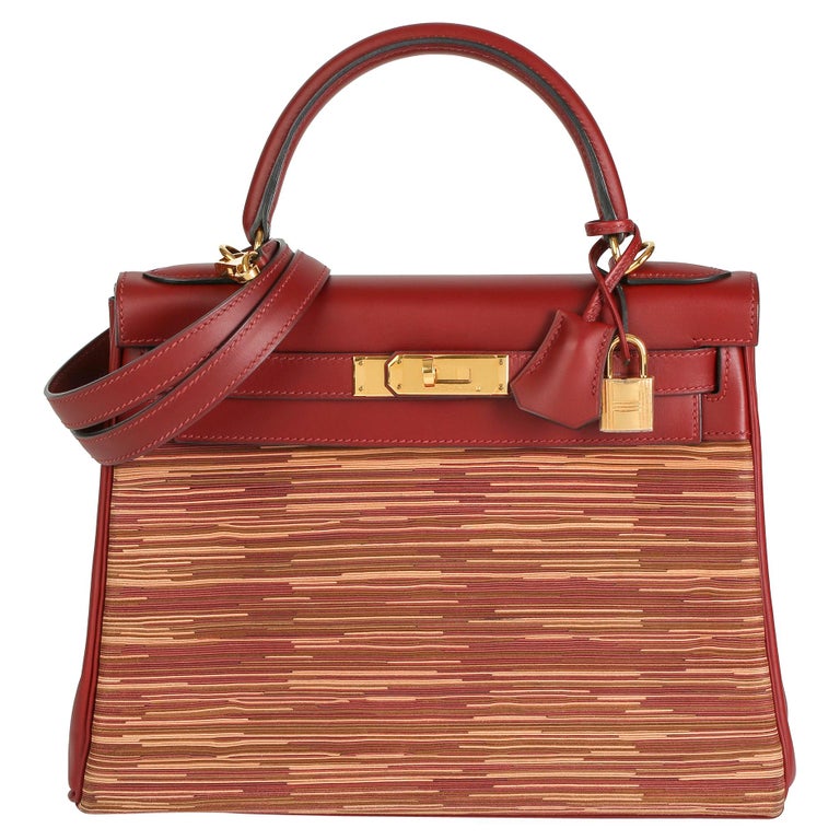 HERMES Rouge H and Vif red Marine blue Box leather KELLY 32 SELLIER Bag Tri- Color For Sale at 1stDibs