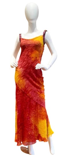 2001 JOHN GALLIANO CHRISTIAN DIOR Silk Chiffon Gown With Snake Skin straps