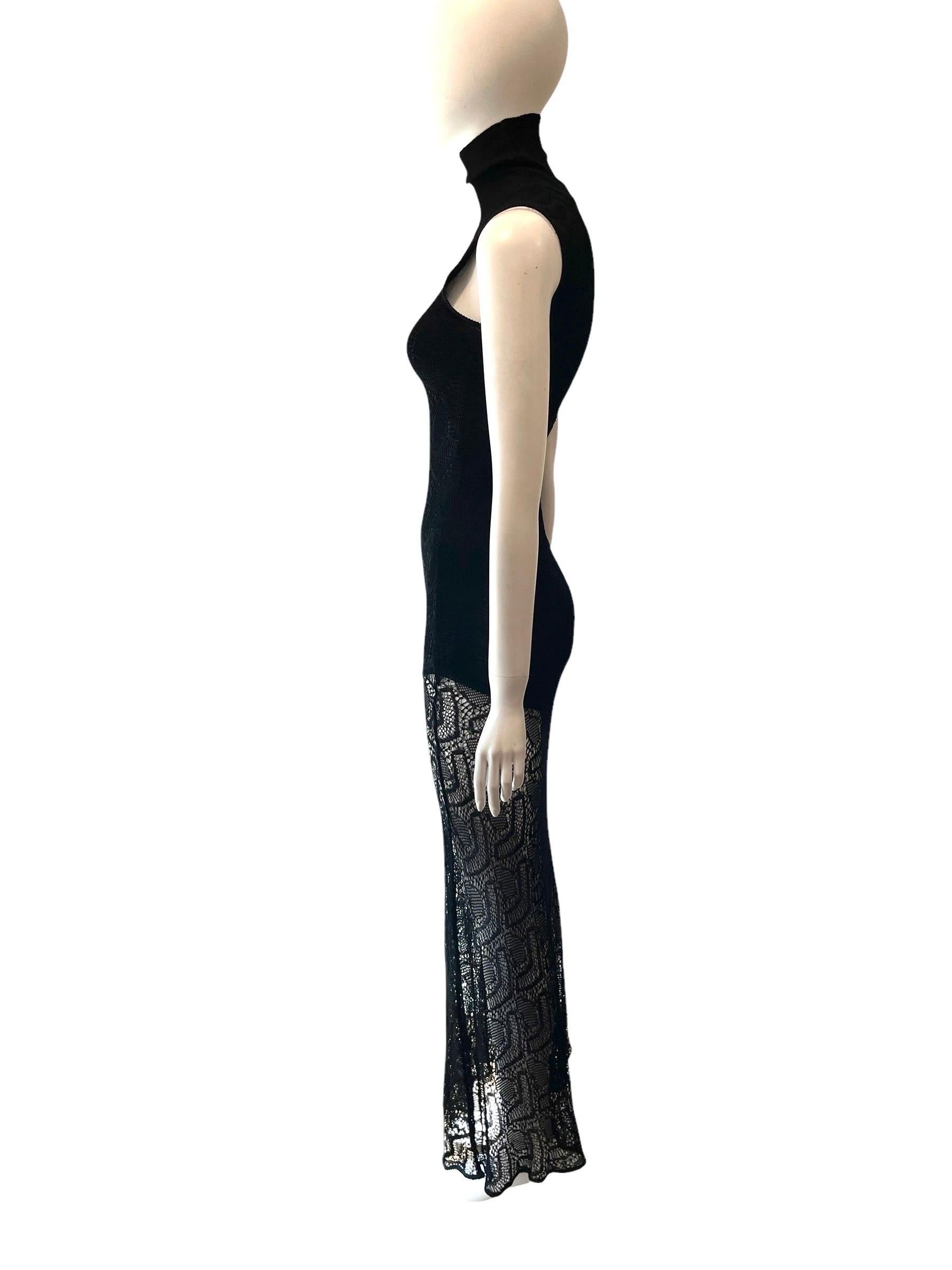 Women's 2001 John Galliano Sheer Knit Sleeveless High Neck Dress For Sale
