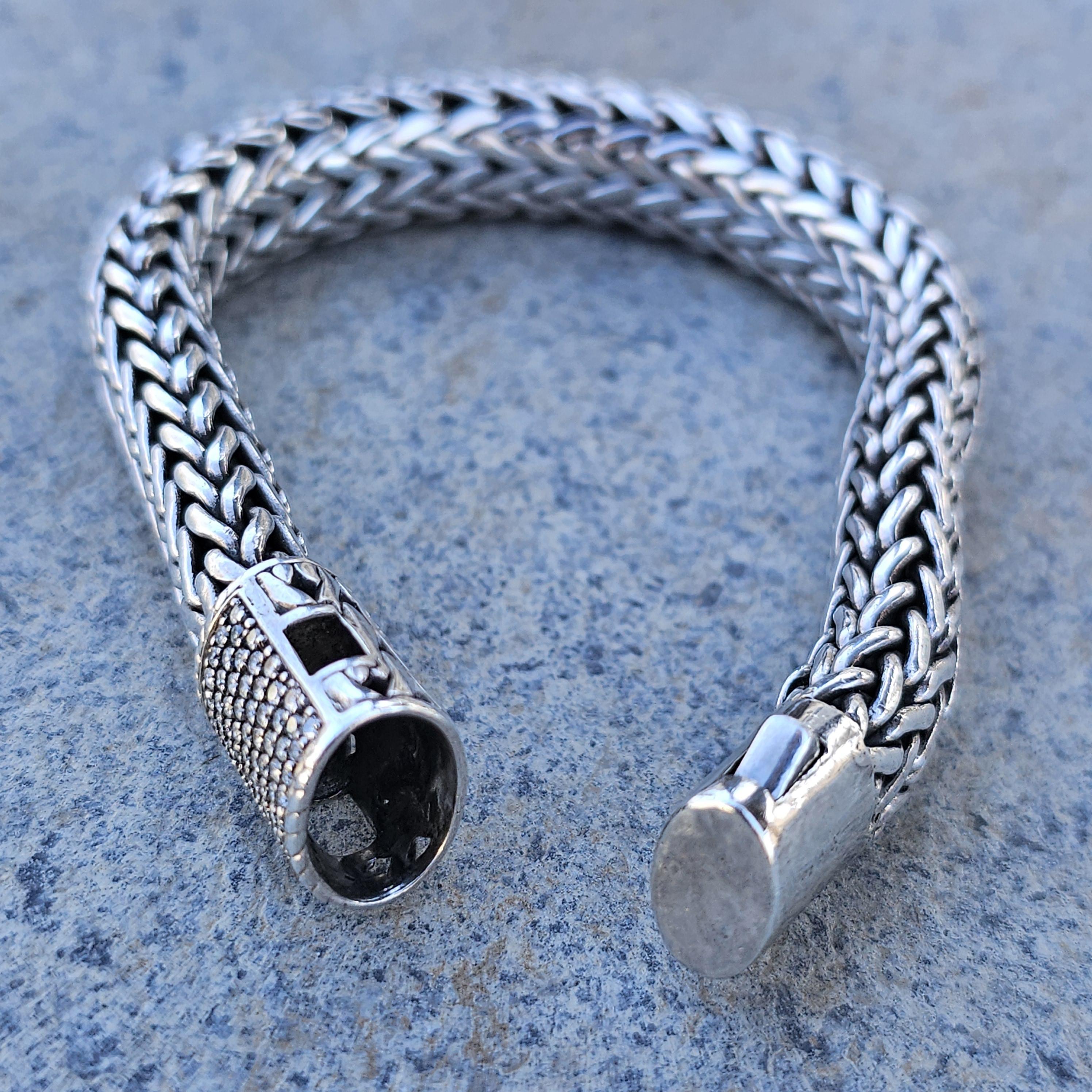 2001 John Hardy Bracelet Sterling Silver 18k Gold Diamond Clasp 8