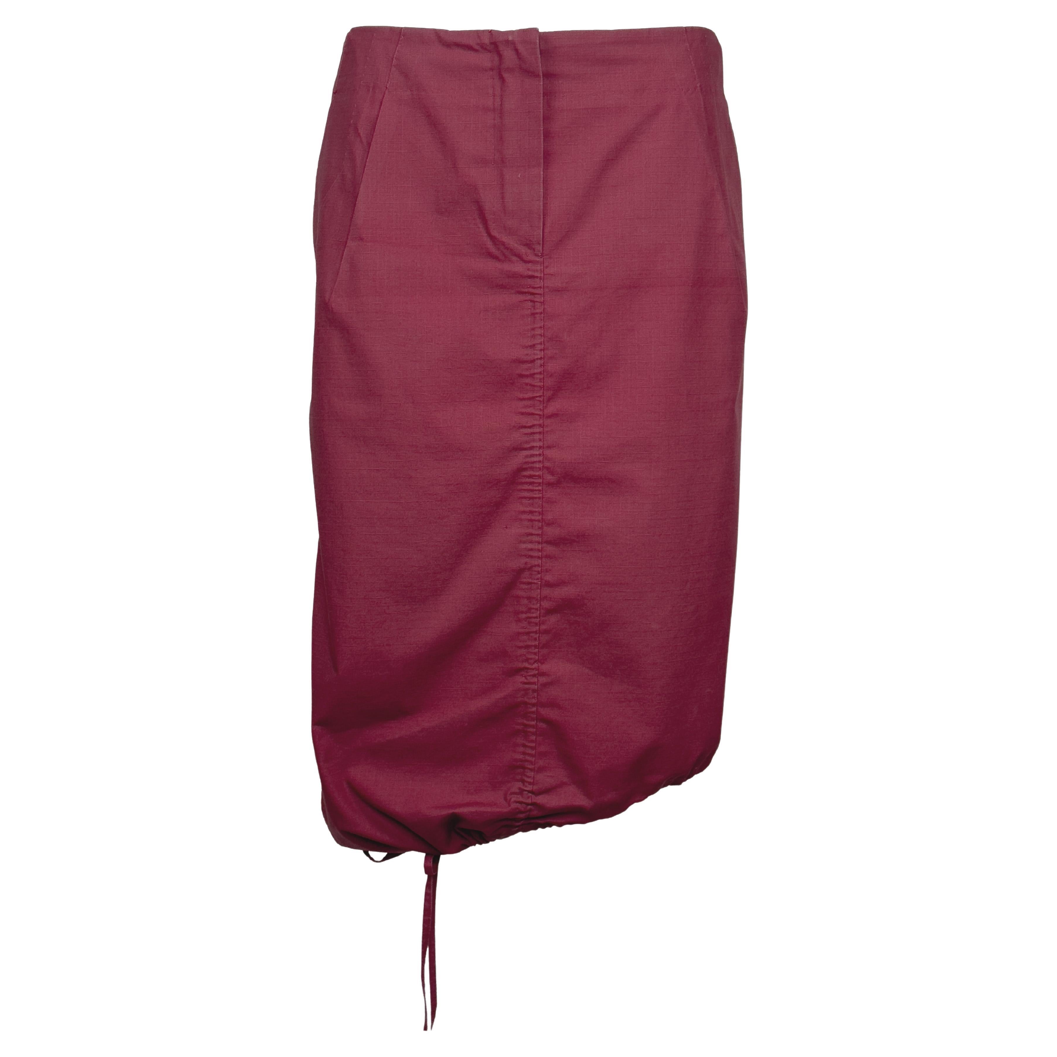 2001 Louis Vuitton Burgundy Cargo Drawstring Hem skirt en vente