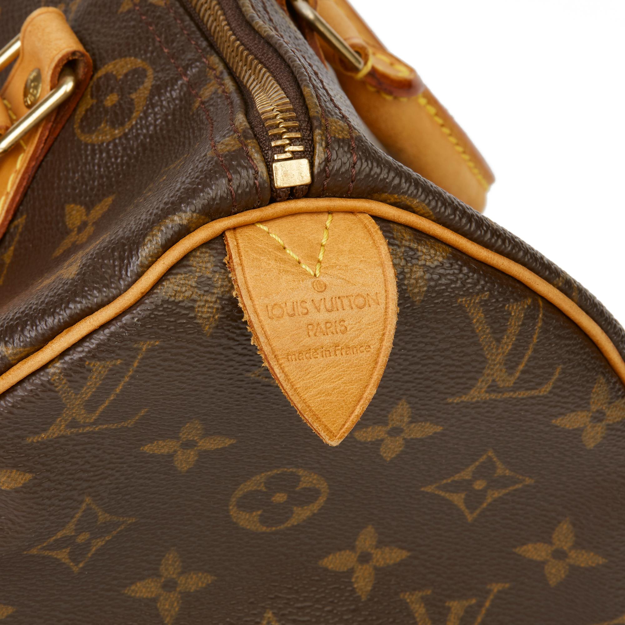 2001 Louis Vuitton Handbemalt  Kirschen Brown Monogramm beschichtetem Segeltuch Speedy 30 im Angebot 3