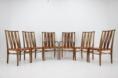 2001 One of a Kind Custom Made Set of Walnut and Leather Dining Chairs, Set of 6