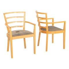 Paire de fauteuils Raul De Armas pour Knoll en bois d'érable avec tissu gris 2001