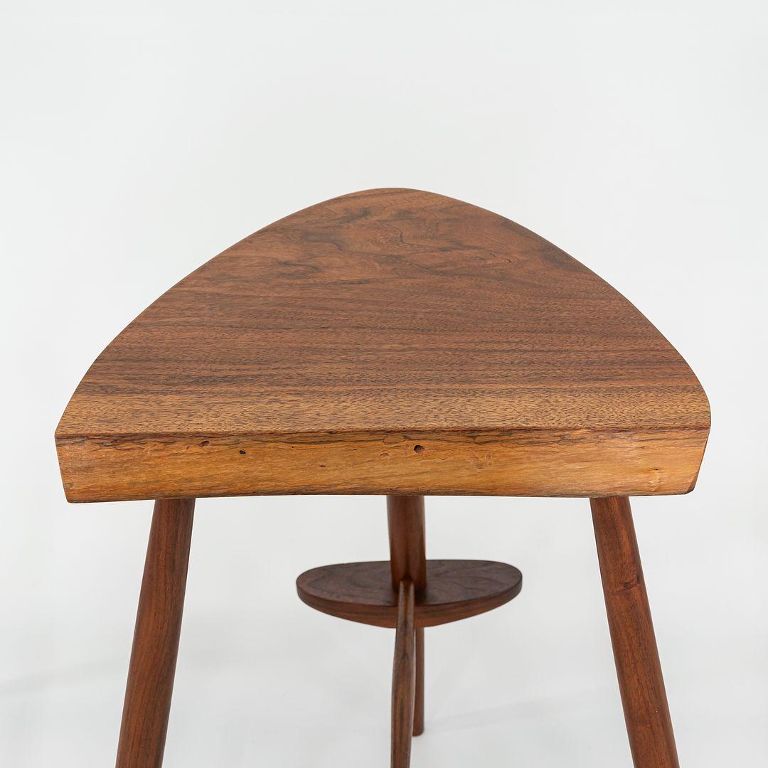 2001 Rare Set of Three Mira Nakashima Custom Counter Stools in Black Walnut 27in For Sale 5