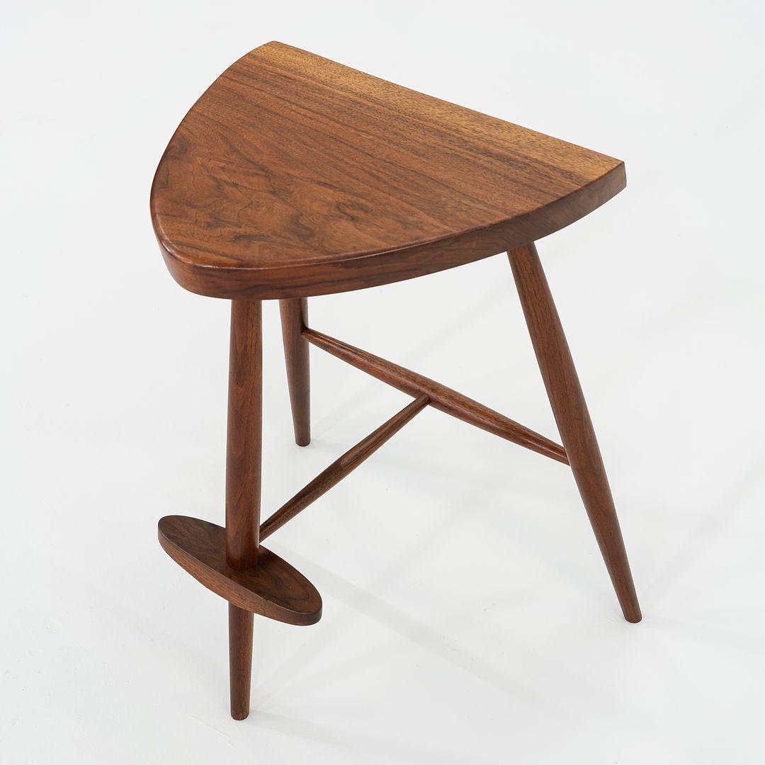 American 2001 Rare Set of Three Mira Nakashima Custom Counter Stools in Black Walnut 27in For Sale