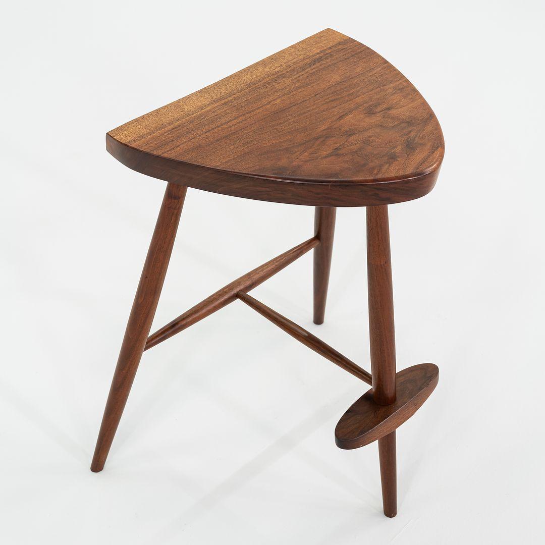 2001 Rare Set of Three Mira Nakashima Custom Counter Stools in Black Walnut 27in In Excellent Condition For Sale In Philadelphia, PA